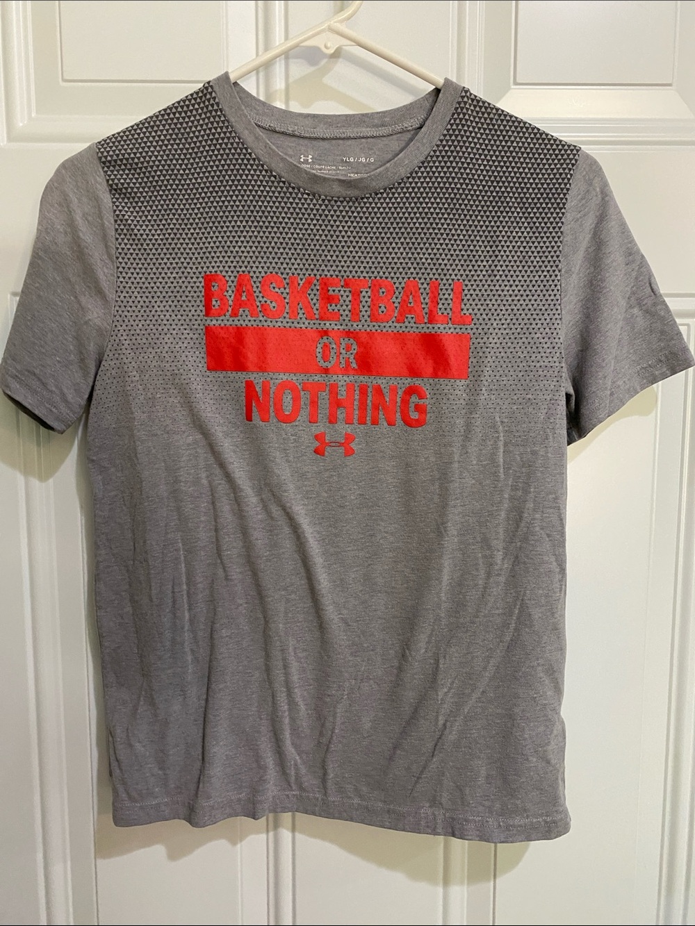 Under Armour Gray Short Sleeve 'Basketball or Nothing' Tee with Red Graphic